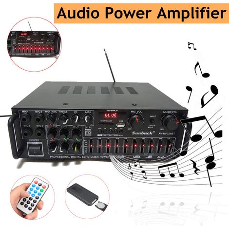 Haut-Parleur Stéréo Amplificateur Puissance Bluetooth 2.0 Audio HiFi Soutien 4 Microphone avec Télécommande Fantablau (1/4)