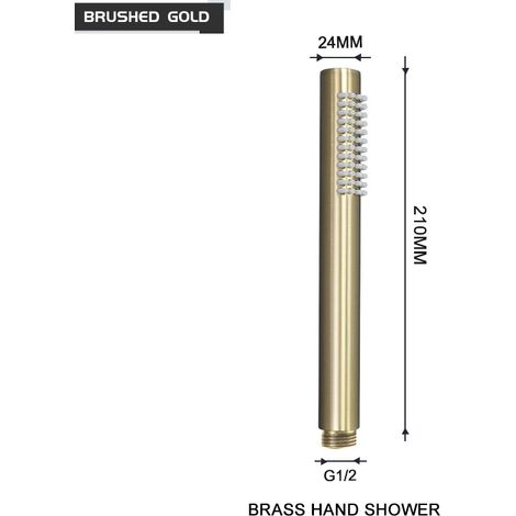 (Douche dorée uniquement) Pommeau de douche à main en laiton, pommeau de douche rond pour salle de bain, blanc/or brossé/chrome/gris/noir mat (1/5)
