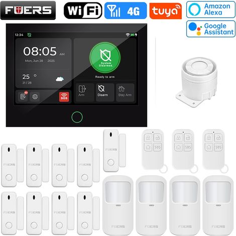 (Pack 10) Système d'alarme de sécurité domestique intelligent avec écran TFT 7 pouces, Wi-Fi 4G LTE et protection antivol. (1/5)