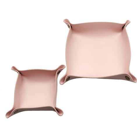 Boîte de rangement carrée en similicuir, pour bijoux et cosmétiques, multicolore 25 x 25 mm - rose (1/5)