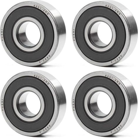 Cuscinetti 6201-2RS 12 x 32 x 10 mm - Doppia guarnizione in gomma - ABEC 5 - Cuscinetti prelubrificati - Confezione da 4 (1/4)