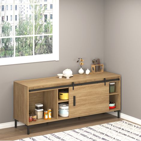Kit de rail de porte coulissante simple en acier noir 200 cm pour porte en bois (1/5)