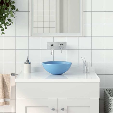 Lavabo de salle de bain Céramique Bleu clair Rond (1/5)