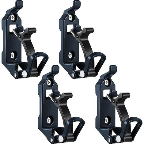 Support de pelle pour galerie de toit, en métal et caoutchouc, fixation murale, kit de fixation rapide (4 pièces noires) (1/5)