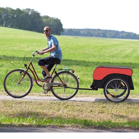 Rimorchio da carico per bicicletta con ruote da 20", 40 kg, rosso e nero DESVIAE (1/5)