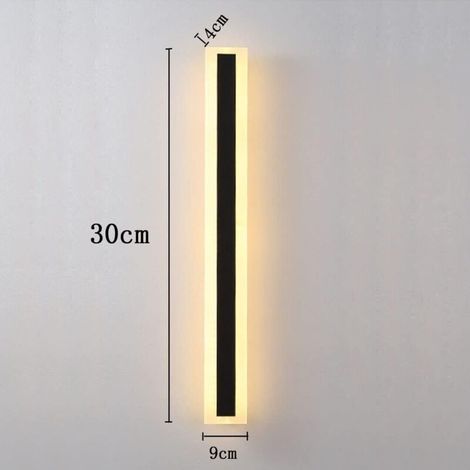 Langray – 30 cm LED-Außenwandleuchte – Schwarzes Aluminium – Warmes Licht – 92 % Lichtdurchlässigkeit – Für Villen und Veranden – 30 cm