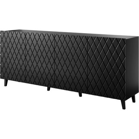Buffet contemporain noir mat 200 cm avec façade design Kali (1/3)