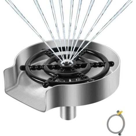 Rince Verre en Acier Inoxydable, Accessoires pour Evier de Cuisine, Rondelle en Métal, Rince Verre Evier, Nettoyeur Verre, Accessoires de Cuisine, Argent Mat