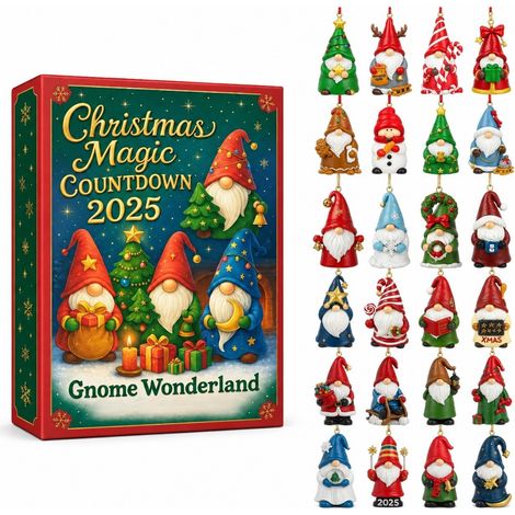 Calendrier de l'Avent Gnome 2025, 24 jours, Ornement de Noël en acrylique, Décoration de sapin de Noël pour enfants (1/5)