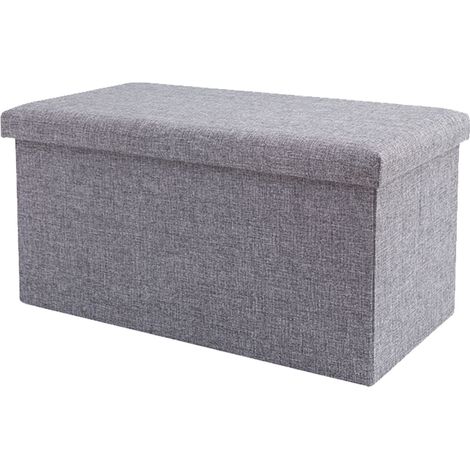 Pouf de rangement pliable en tissu, repose-pieds, tabouret de rangement multifonctionnel, boîte de rangement pour salon ou dortoir, gris, taille S