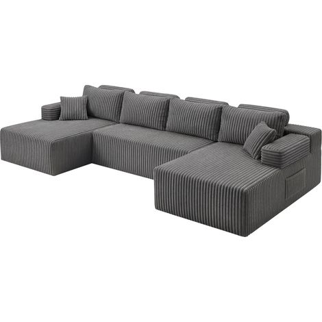 Levede Modular Sectional Sofa U Shaped Memory Foam Corduroy Boneless Couches