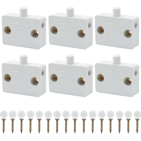 Lot de 6 interrupteurs de porte de placard Blanc 1 A 250 V (1/5)