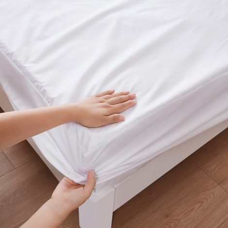 Protège-matelas imperméable, drap-housse infroissable, surmatelas, alèse pour incontinence, housse intégrale élastique et respirante, housse anti-poussière, housse lavable, blanc (1/5)