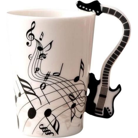 Tasse Céramique - Forme Guitare - Capacité 250 ml - Pour Café Thé Boissons Chaudes ou Froides - 1 Pièce