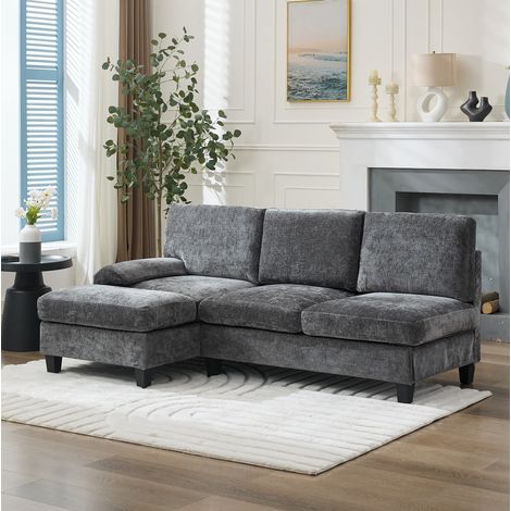 DESVIAE Canapé d Angle Canapé Convertible 3 Places en Tissu Gris pour Salon Appartement Lounge et Chambre (1/5)