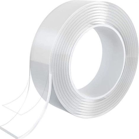 Cinta adhesiva de doble cara ultraresistente, 3 metros de cinta adhesiva de doble cara robusta, sin residuos, desmontable, reutilizable y lavable (1/5)