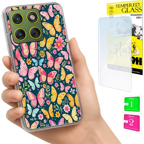 Coque pour Motorola Edge 70 avec motif papillons et verre trempé. (1/5)