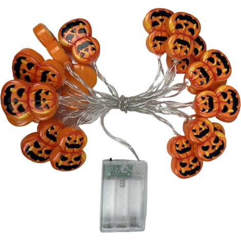 Lampe Citrouille Halloween - Guirlande Lumineuse LED 3D Double Citrouille - Décoration Porte Fenêtre Balcon Extérieur Intérieur - Fonction Clignotante/Continue - Alimentation Piles AA (1/5)