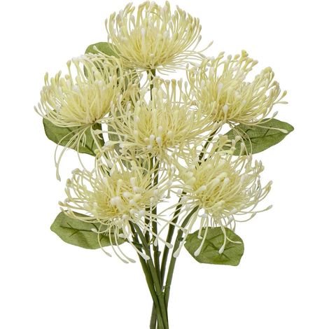 6er Set Künstliche Chrysanthemen Blumensträuße Deko Creme 30cm (1/5)