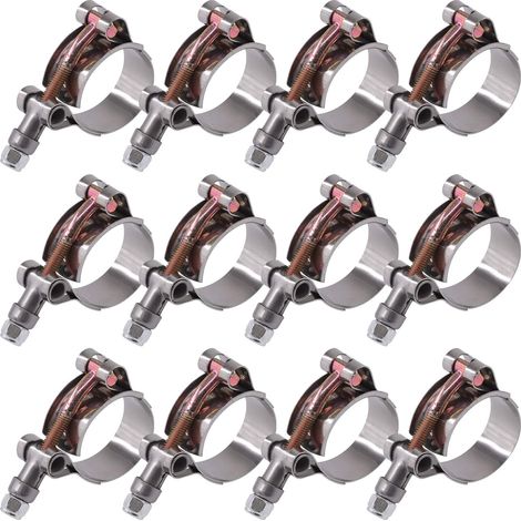 12 pièces de colliers de serrage en acier inoxydable T-Bolt de 32-37 mm pour entrée turbo, tuyau souple, colliers de serrage intercooler (1/5)