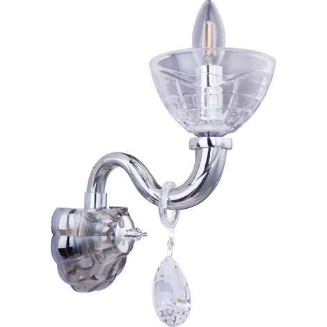 Lampadario a muro lampada da parete lampada da soggiorno lampada da ingresso in cristallo fumo, 1x attacco E14, LxH 13x37 cm Globo 64131-1W