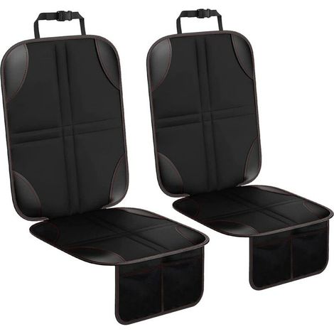 Protection de siège auto 2 pièces, antidérapante, avec poches de rangement, universelle et imperméable, en tissu Oxford, pour enfants, bébés et animaux de compagnie (noir) (1/4)