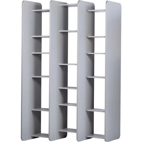 Bibliothèque L.141 cm style paravent gris 18 tablettes – AVALON 8907 (1/5)