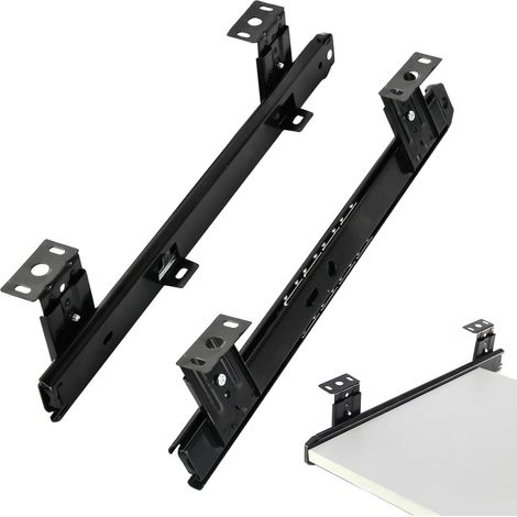 Coulisse Tiroir Glissière de Clavier, Kit de Glissières pour Clavier à Réglage de la Hauteur, Glissières à Roulement à Billes pour Plate-Forme/Étagère ou Tiroir pour Clavier à Placer sous le Bureau (1/5)