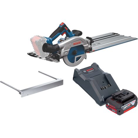 Scie circulaire sans fil Bosch GKS 18V-57-2 GX Professional 18 V 165 mm sans balais + 1 batterie 4,0 Ah + chargeur + rail de coupe (1/5)