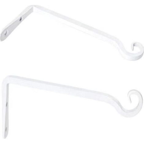 Lot de 2 Crochets- Blanc de Suspension Muraux Décoration Fer Forgé pour Jardin avec Vis pour Plantes Mangeoires à Oiseaux Lanternes