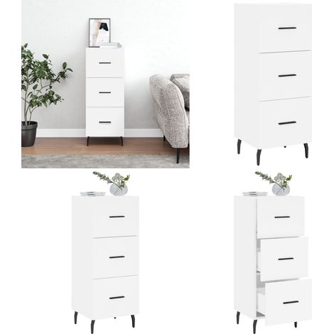 Sideboard Weiß 34,5x34x90 cm Holzwerkstoff - Schreibtisch - Wohnzimmermöbel - Sideboard - Regal - Weißer Schrank - Home & Living (1/5)