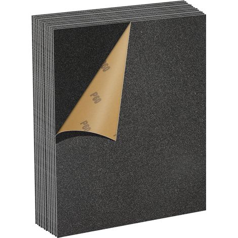 Set de Papier Abrasif 60 Grains, 12 Pièces 23 x 28cm Papier Abrasif Résistant à l'Eau pour Voitures Métaux Murs Bois Meubles, Polissage Humide et Sec Papier de Verre (1/5)