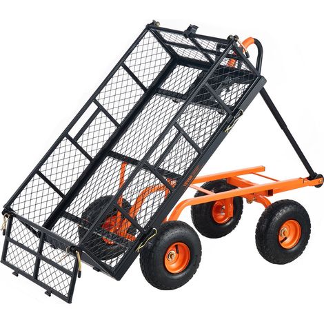 Chariot de Jardin Métallique avec Cadre Facile à Assembler,Remorque 2-en-1,Capacité 400 lbs,Pneus de 10 pouces (1/5)