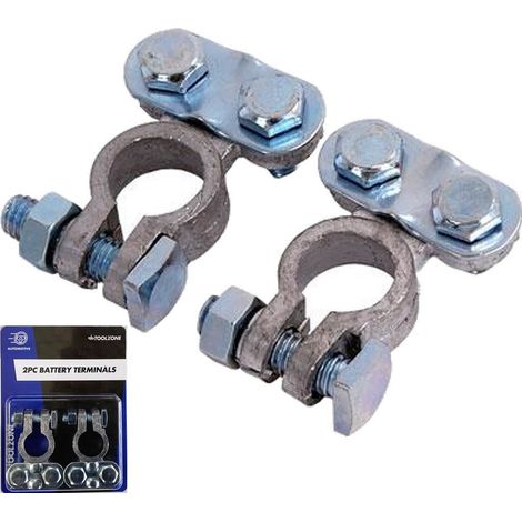 Toolzone 2pc Battery Terminals Connectors Clamps Car Van Caravan Motorhome (1/2)