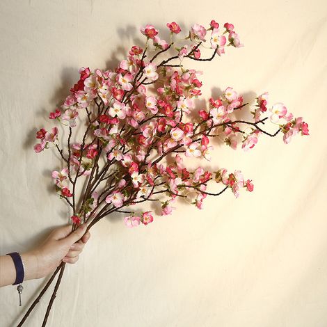 Fleurs de cerisier artificielles, 4 branches décoratives réalistes, 97 cm, rose foncé (1/5)