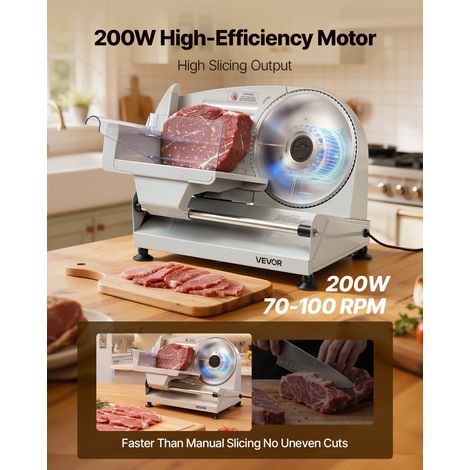 Trancheuse Électrique, Trancheuse à Jambon et Viande avec Épaisseur de Coupe Réglable 0-15 mm, pour Baguette Fromage Saucisson Stea… (1/5)