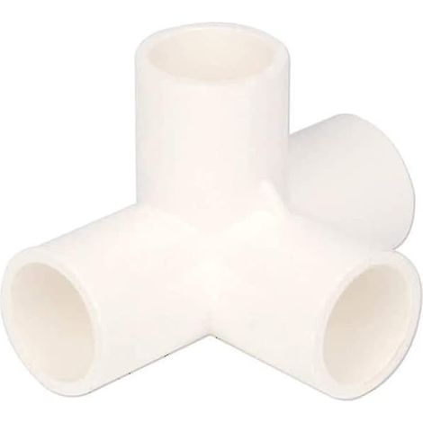 Raccord PVC 4 voies diamètre intérieur 20 mm. Construction de structures de serres robustes. Raccords pour mobilier. 10 pièces blanches. (1/3)