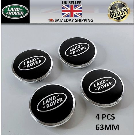 4 enjoliveurs centraux noirs Land Rover pour Range Rover Sport, Evoque, Velar et Discovery (63 mm) (1/4)