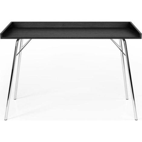 Bureau Design en Bois "Rayburn" 115cm Noir & Chrome (1/3)