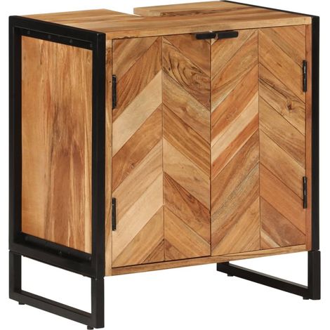Badschrank 55x35x60 cm Massivholz Akazie und Eisen