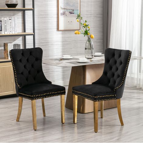 Silla comedor terciopelo negro respaldo alto elegante OKMYHOME (1/5)