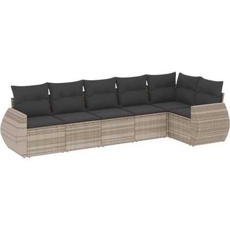 Maison Exclusive - 6-tlg. Garten-Sofagarnitur mit Kissen Hellgrau (1/3)
