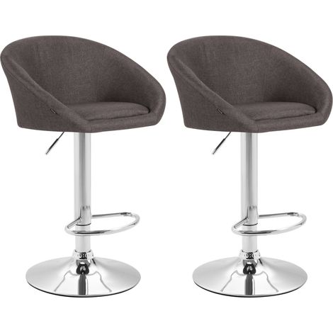 Conjunto de 2 taburetes/sillas altas de bar de diseño moderno en tela gris oscuro y metal cromado 100006322