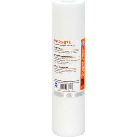 Cartouche Crystal Filter® PP-25-978 sédiment SPUN 9''7/8 - Filtre 25 µm (1/4)