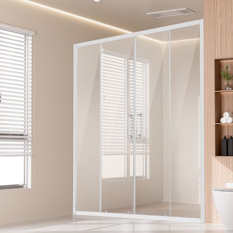 VEVOR Porta doccia semi-frameless, 57,8-59" L x 70" A, doppia porta scorrevole in vetro con vetro temperato trasparente da 1/4" (6 mm), impermeabile, infrangibile, resistente alle macchie NANO con har