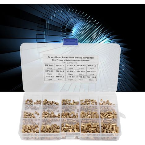 450 Pièces Écrous à Insérer Laiton Moletté pour Injection Inserts Filetés Quincaillerie (1/5)