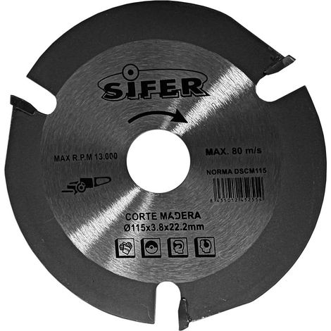Sifer-Trennscheibe für Holz/Kunststoff/Gips mit Wolfram 115 mm
