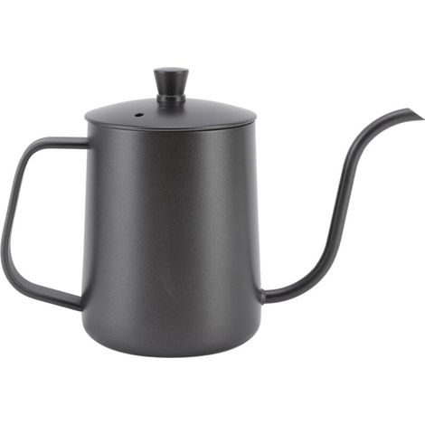 Bouilloire à café coulante en acier inoxydable, bec verseur fin, 600ml, revêtement PTFE noir, idéale pour préparation manuelle (1/5)