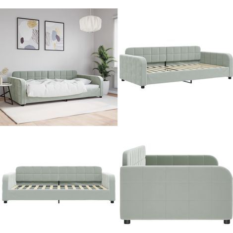 vidaXL Lit de repos sans matelas gris clair 100x200 cm velours (1/5)