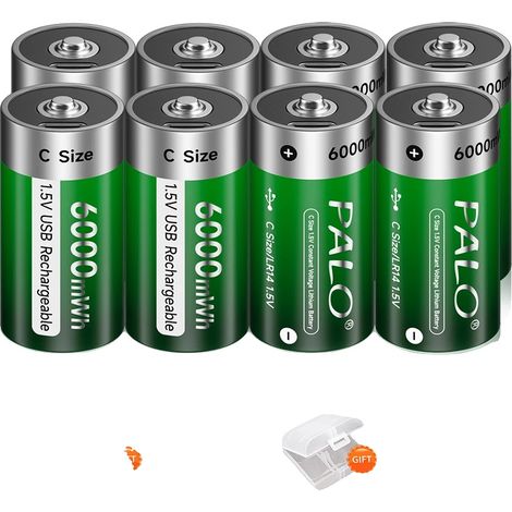 Batería de litio recargable, carga USB, compatible con múltiples dispositivos, 8 unidades (1/2)
